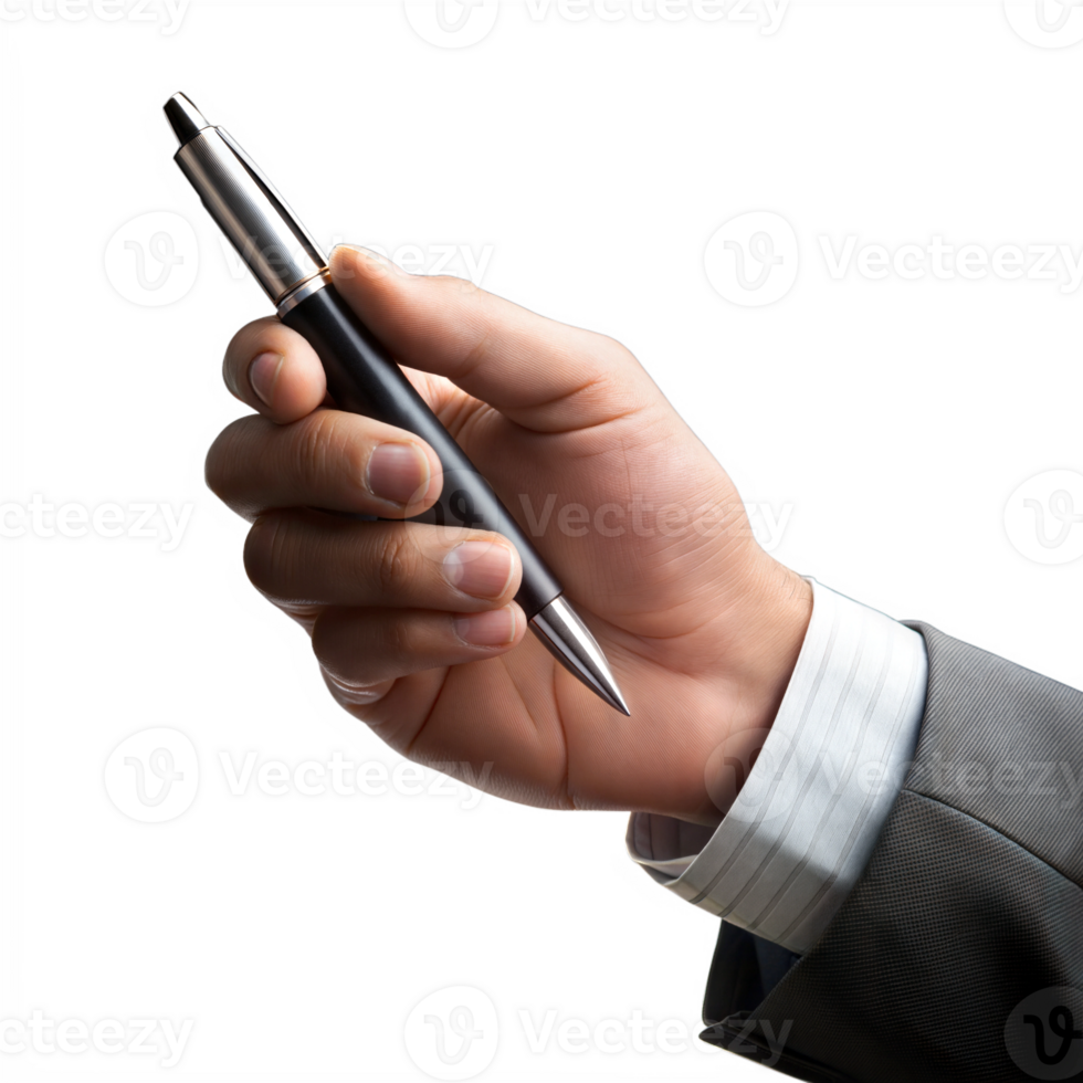 Hand Holding a Elegant Black Pen Signifying Professionalism png