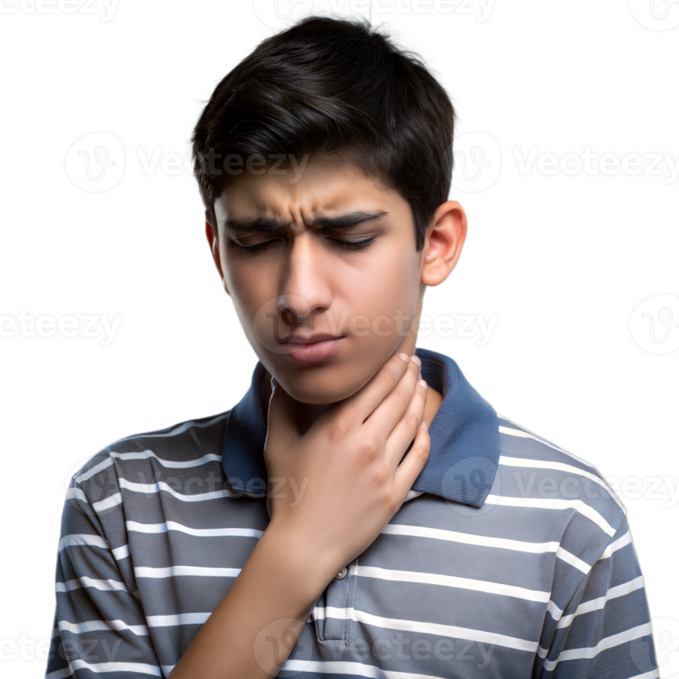 Young Boy Experiencing Sore Throat While Struggling With Discomfort png