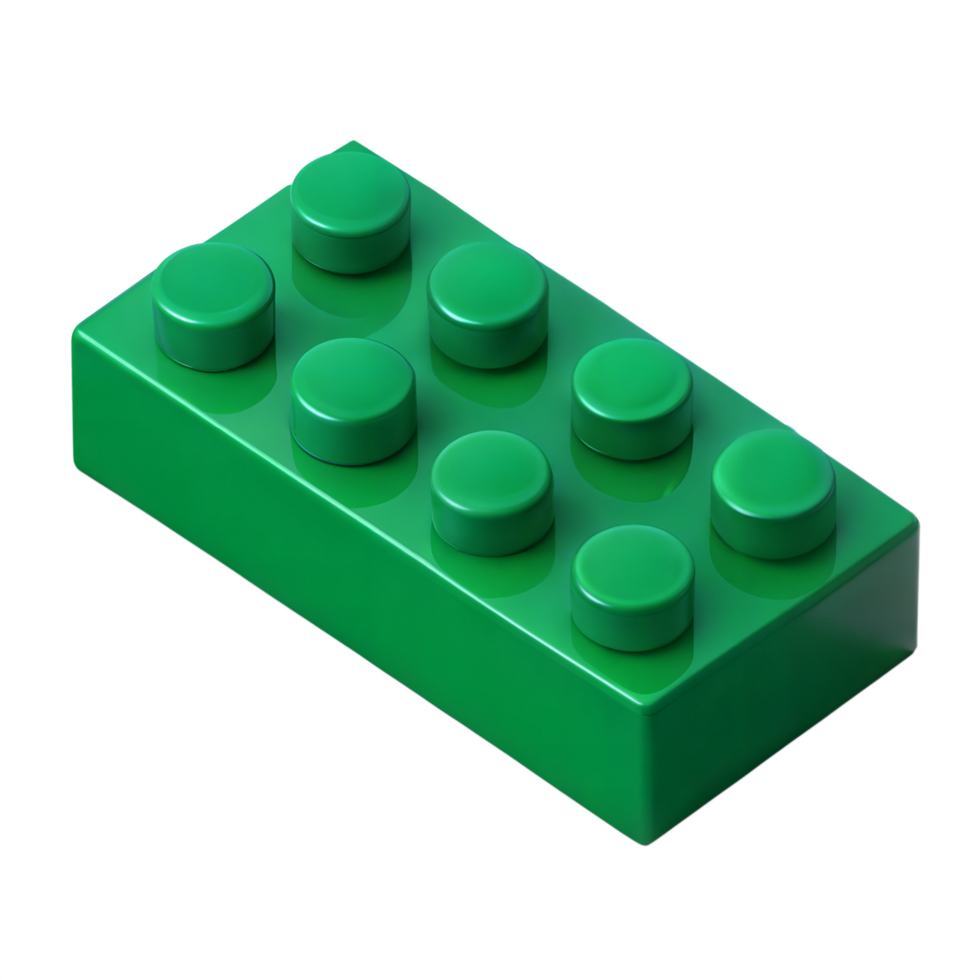 A Bright Green Eight-Stud Lego Brick on a Transparent Background for Creative Building Play and Design png