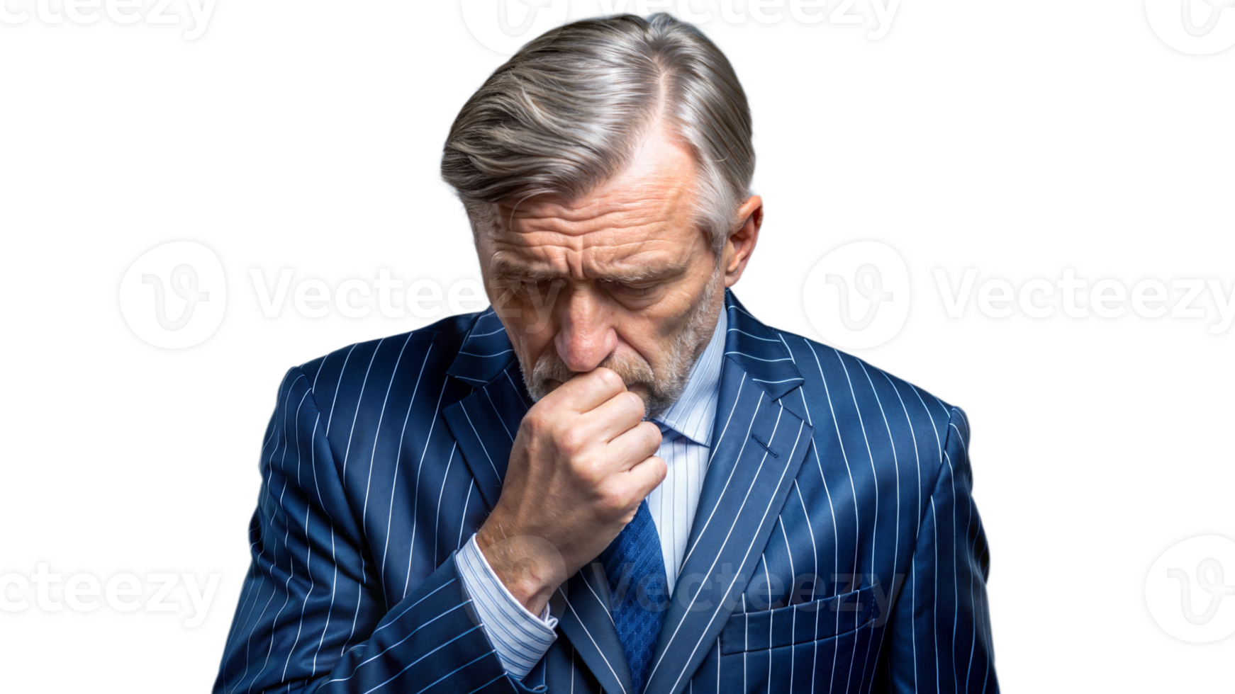 Thoughtful Businessman in Formal Suit Pondering Decisions png