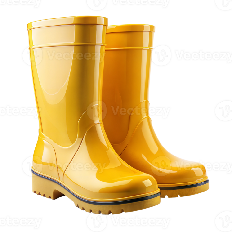 Bright Yellow Rubber Boots, Transparent Background png
