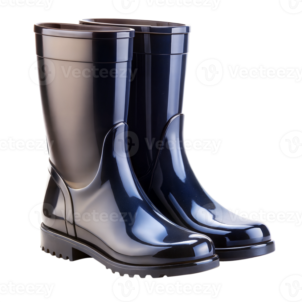 High Quality Black Plastic Rubber Boots, Transparent Background png