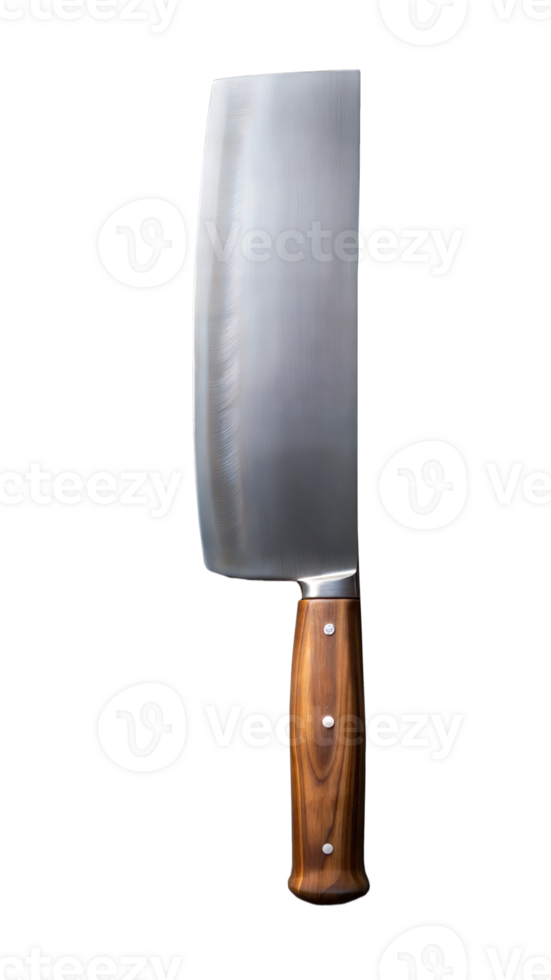 High-Quality Kitchen Cleaver With Wooden Handle Isolated on Transparent Background png