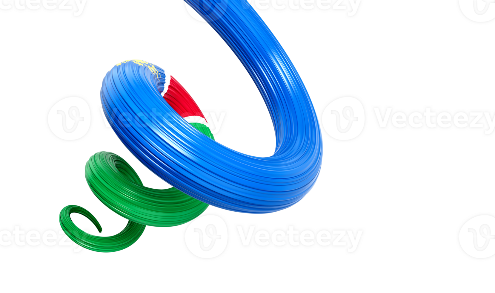 Waving ribbon or banner with flag of Namibia. Template for independence day 3d illustration png