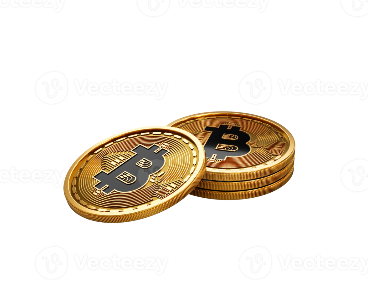 3d Stack Of Golden Cryptocurrency Bitcoin Shiny Rounded Coins Stac 3d Illustration png