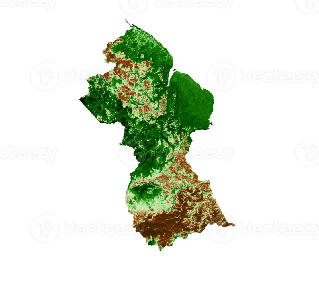 Guyana Topographic Map 3d realistic map Color 3d illustration png