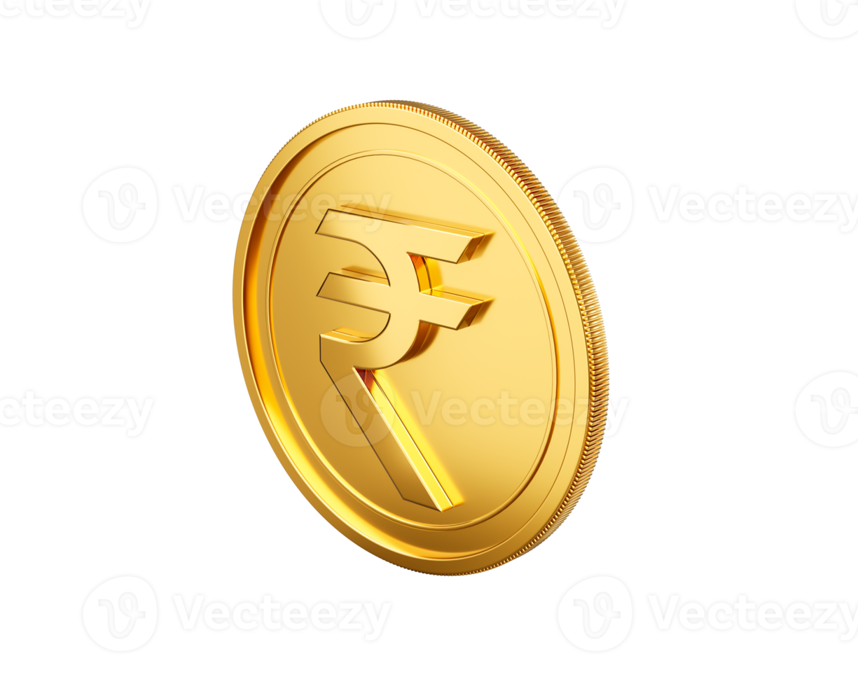3d Golden Shiny Rounded Indian Rupee Coin 3d Illustration png