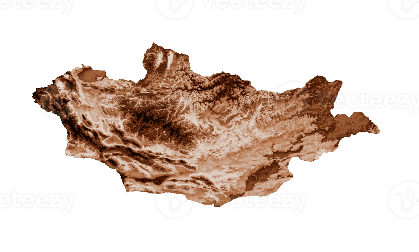 Map of Mongolia in old style, brown graphics in a retro style Vintage Style. High detailed 3d illustration png
