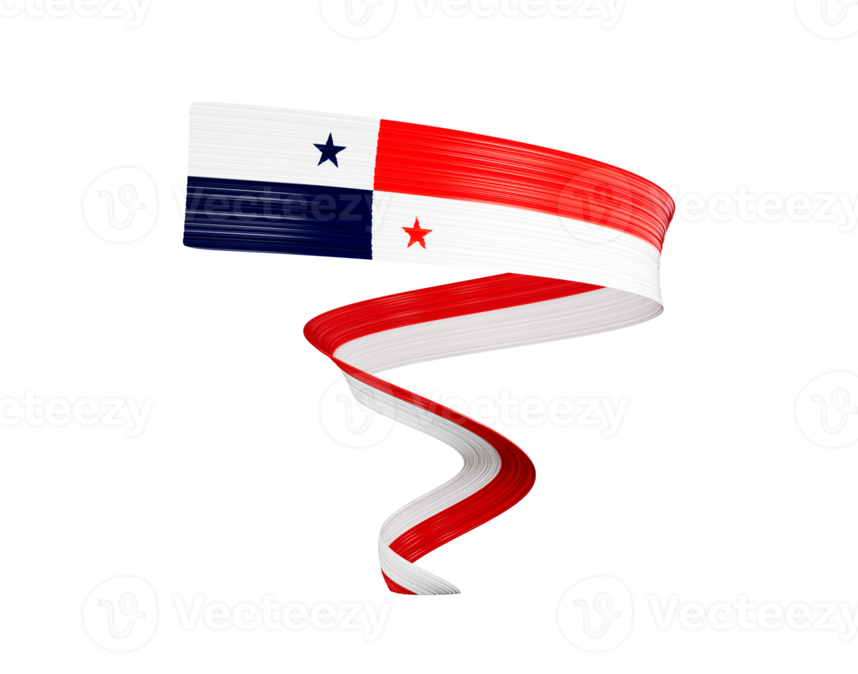 Flag Of Panama Shiny Waving Twisted Ribbon Flag 3d Illustration png