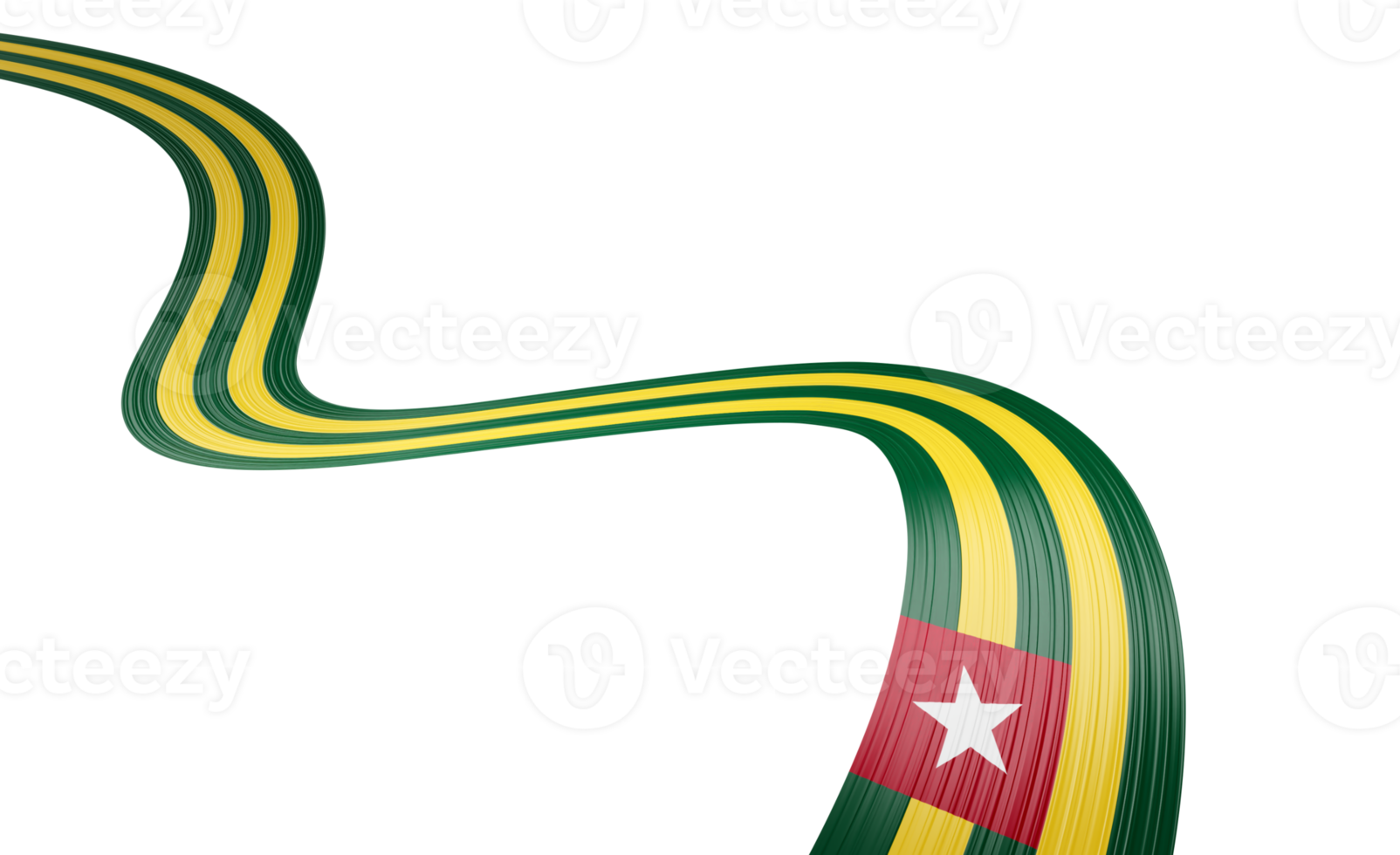 3d Flag Of Togo Shiny Wavy Awareness Ribbon Flag 3d Illustration png