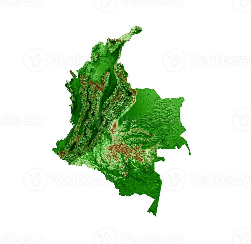 Colombia Topographic Map 3d realistic map Color 3d illustration png