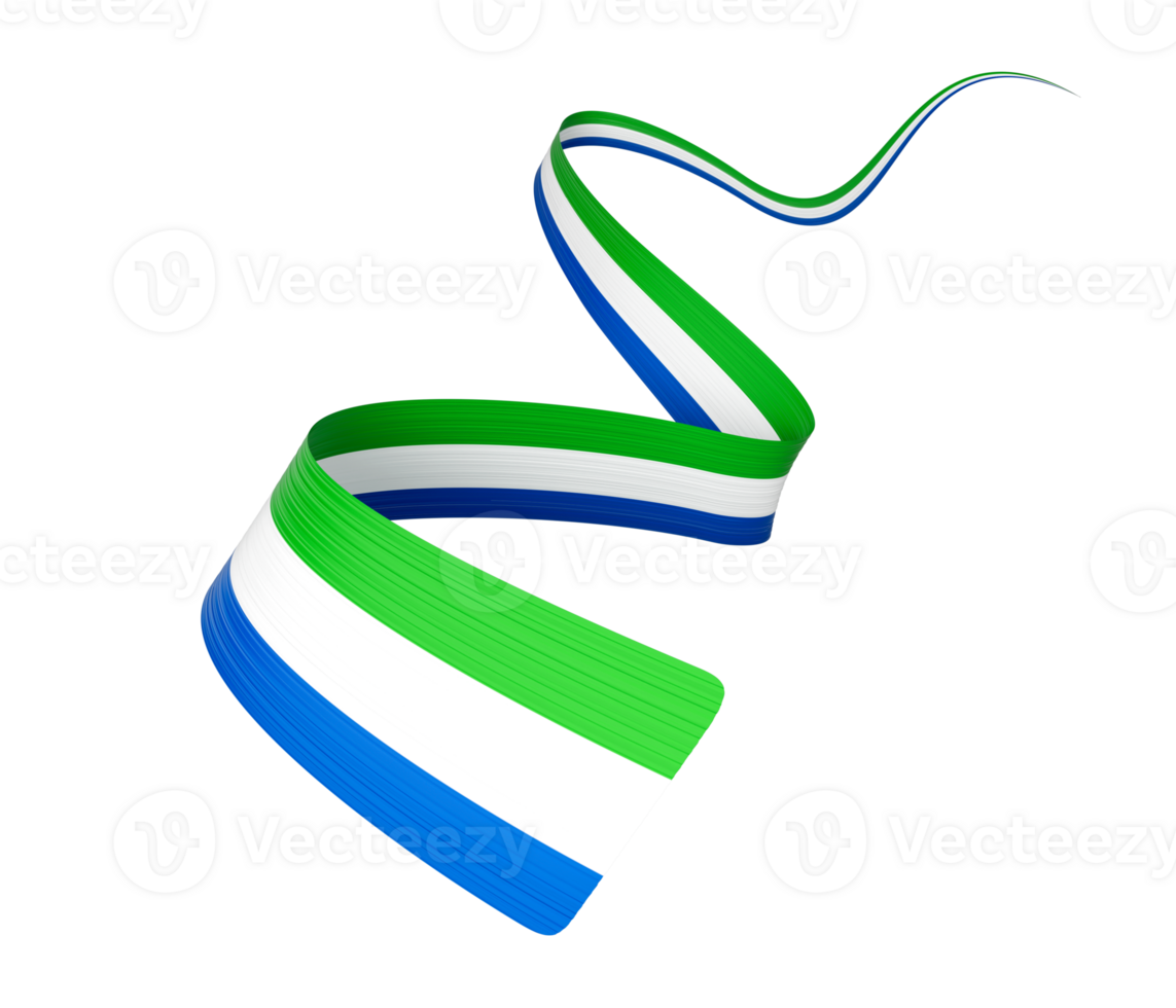 3d Flag Of Sierra Leone, 3d Wavy Shiny Sierra Leone Ribbon, 3d illustration png