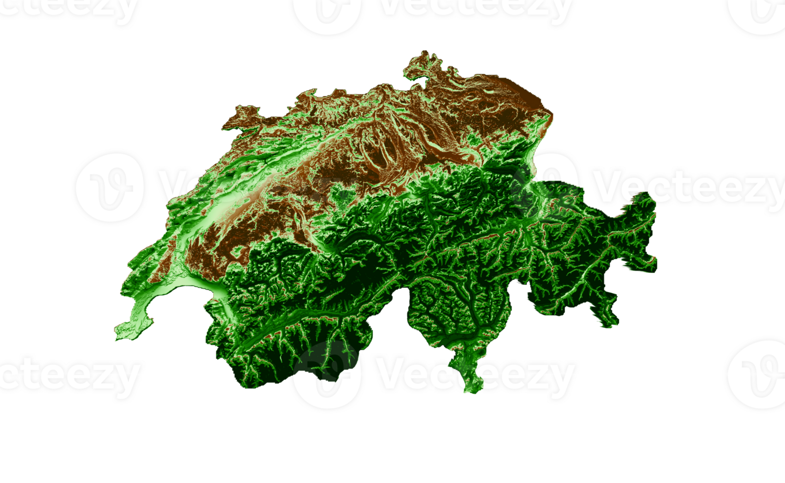 Switzerland Topographic Map 3d realistic map Color 3d illustration png