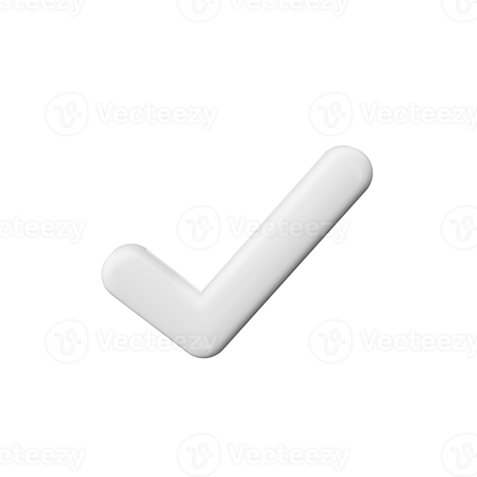 3d White Check Mark Symbol Icon 3d Illustration png