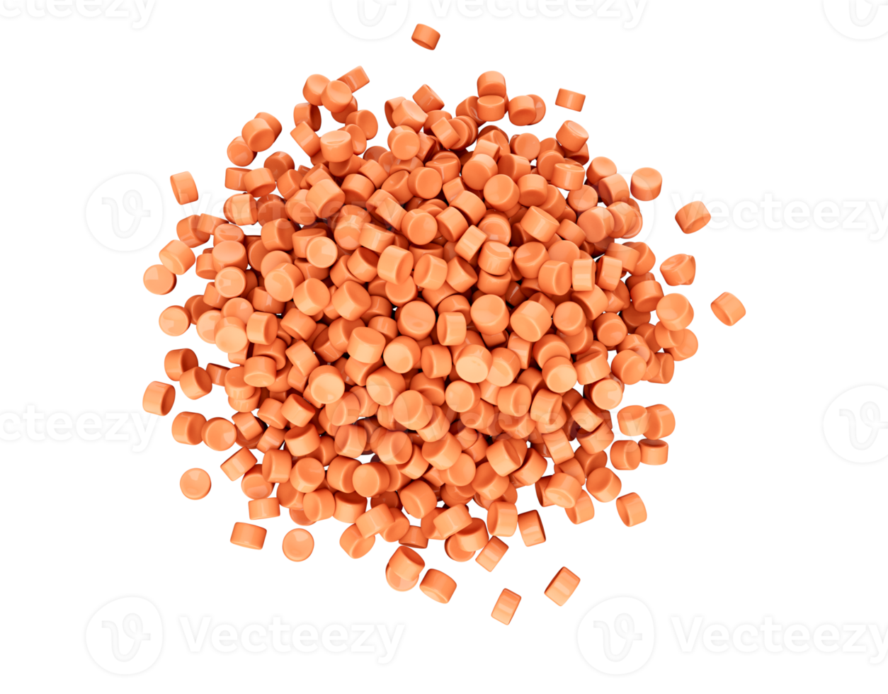 3d Scattered Orange Plastic Pellets Or PVC Polymer Beads Top View 3d Illustration png