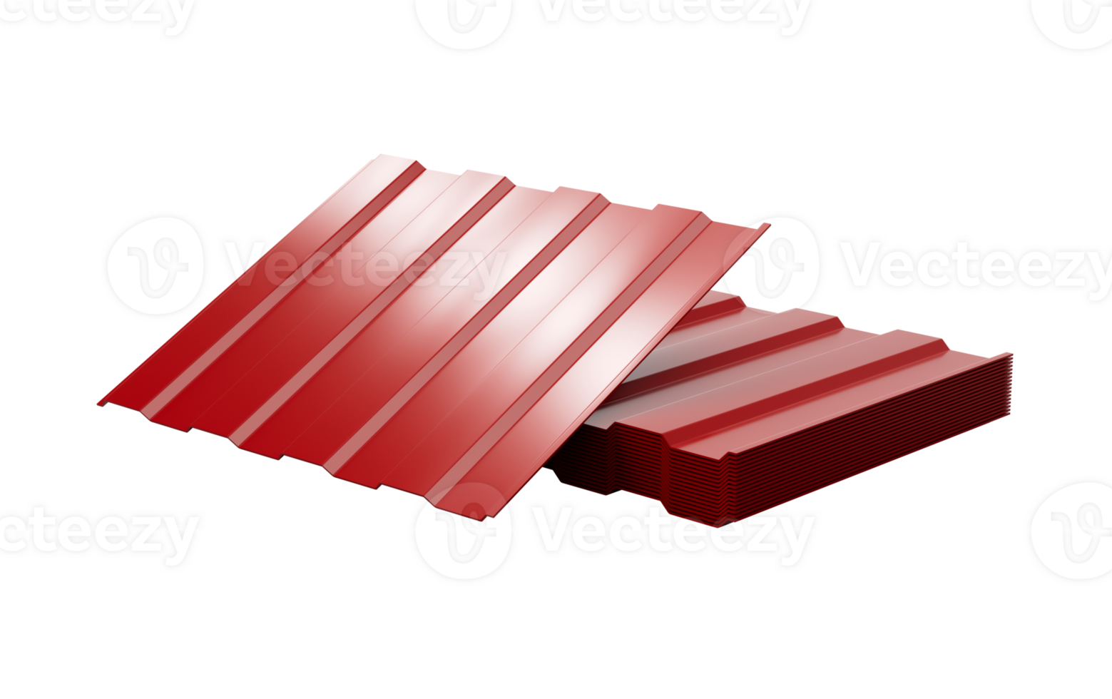 3d Red Metallic Stacks Of Corrugated Galvanised Iron For Roof Sheet 3d Illustration png