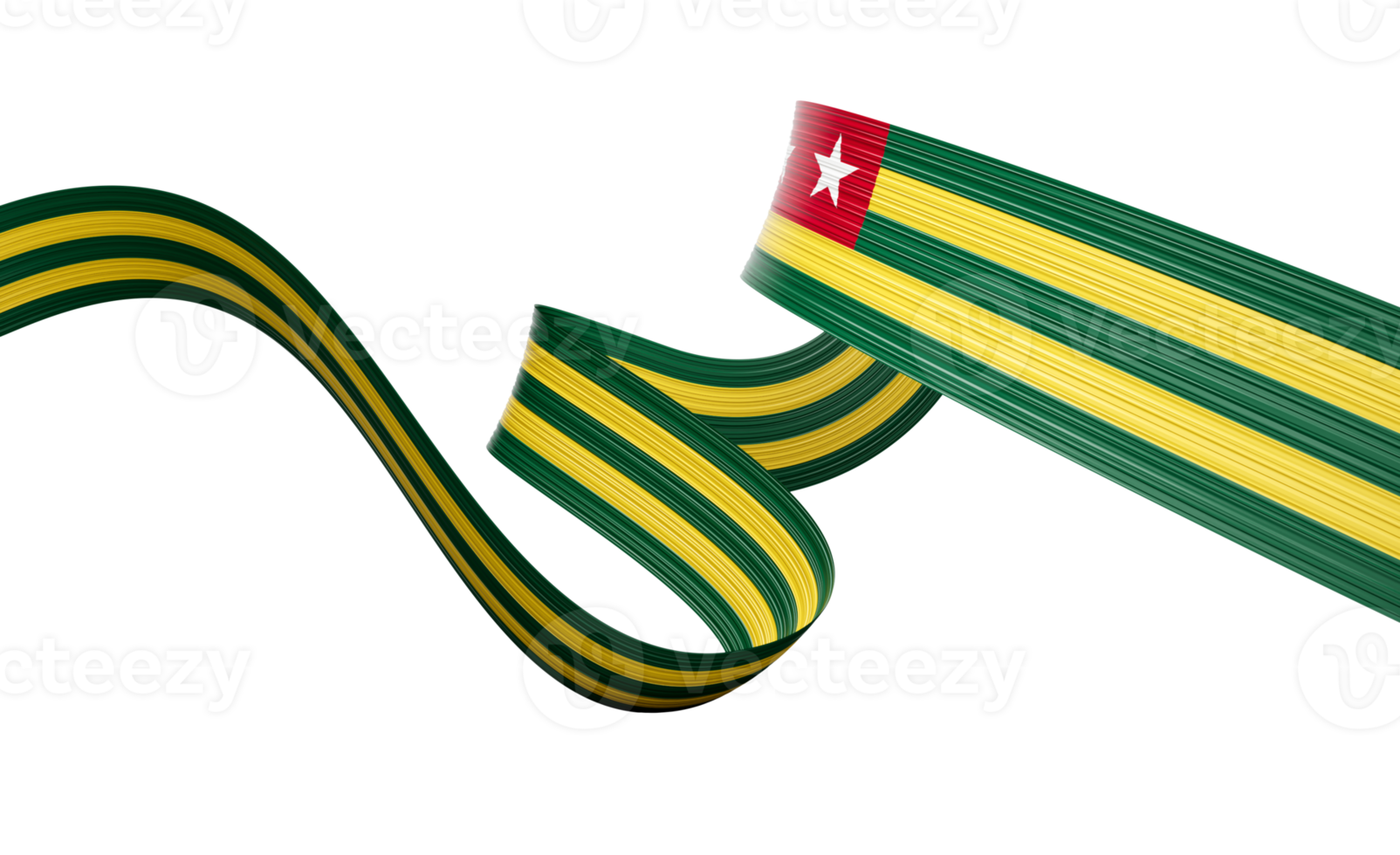 3d Flag Of Togo 3d Shiny Waving Togo Ribbon Flag 3d Illustration png