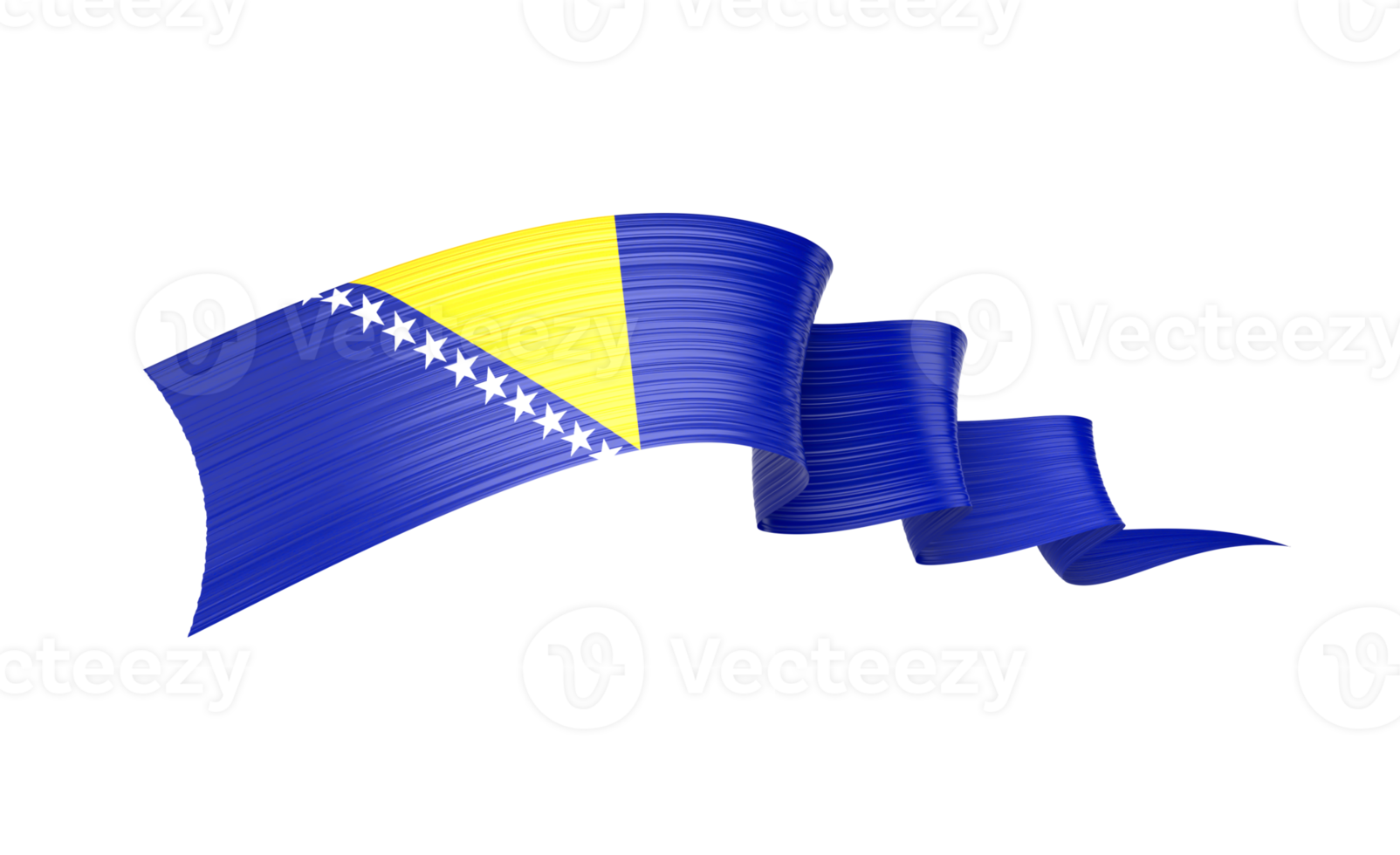 3d Flag Of Bosnia And Herzegovina 3d Wavy Shiny Ribbon Flag 3d Illustration png