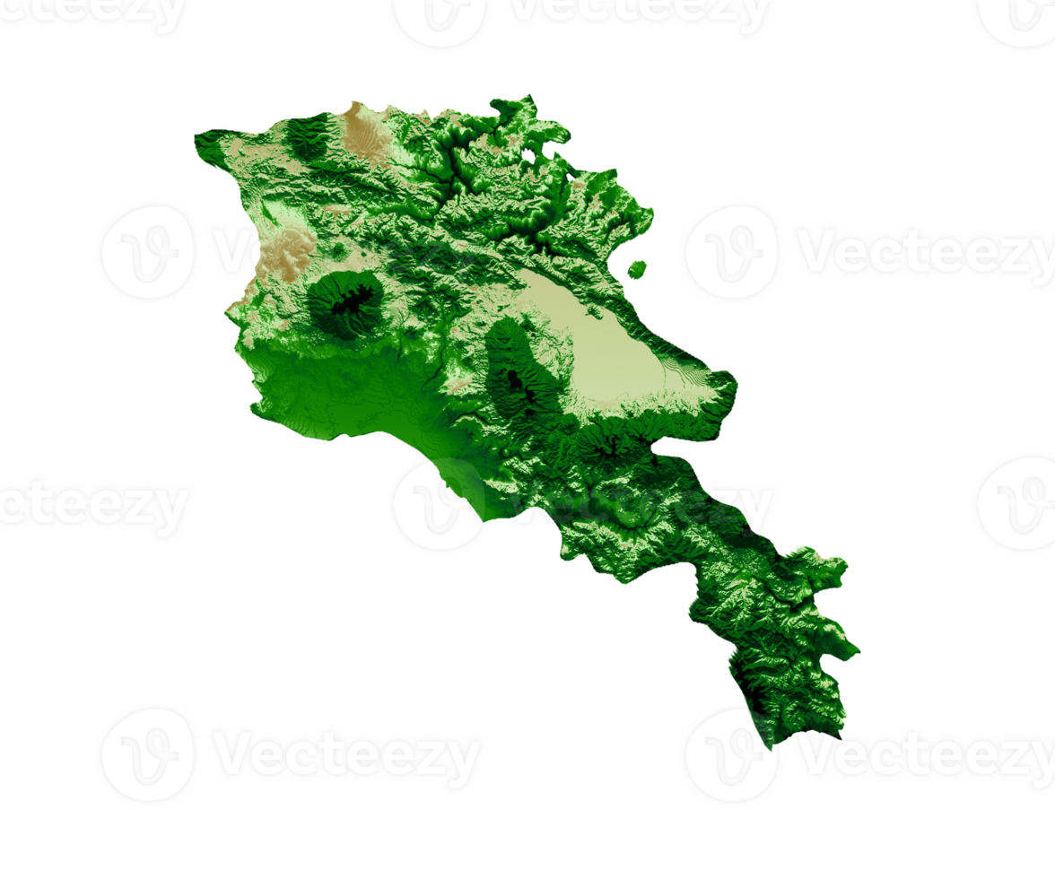 Armenia Topographic Map 3d realistic map Color 3d illustration png