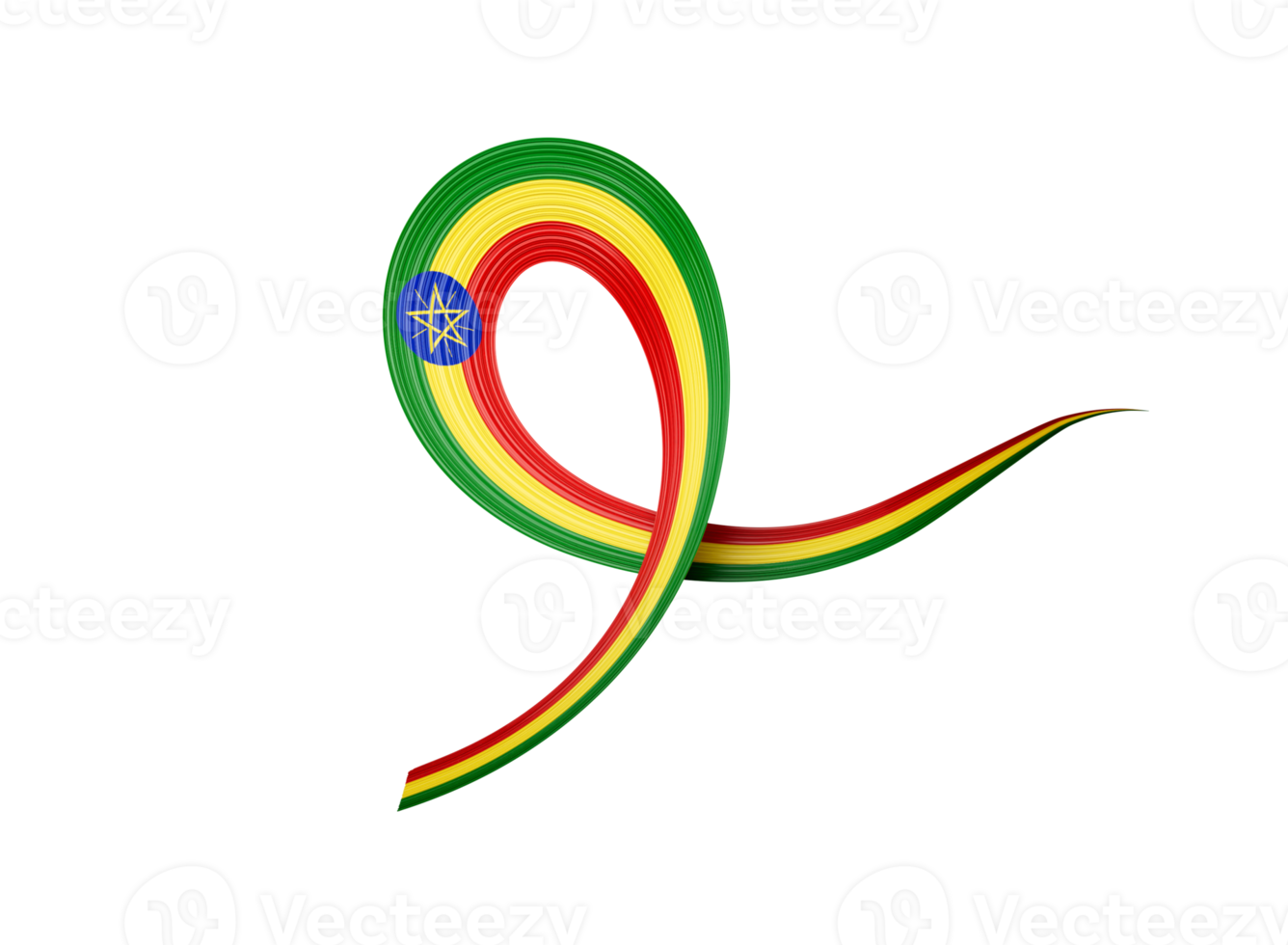 3d Flag Of Ethiopia Shiny Wavy Awareness Ribbon Flag 3d Illustration png