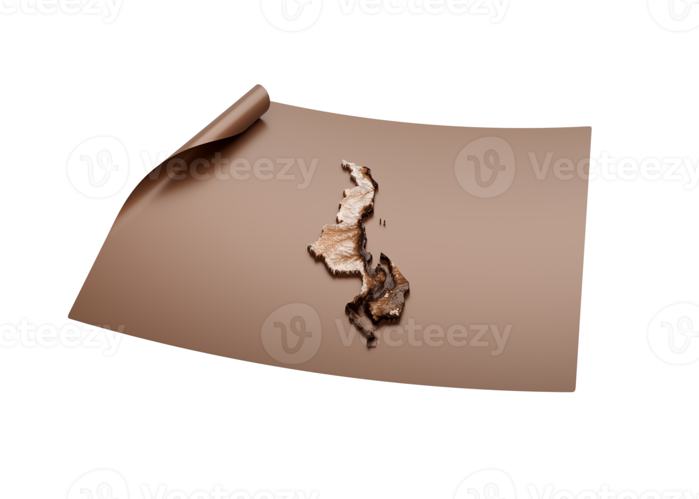 Map Of Malawi Old Style Brown On Unrolled Map Paper Sheet 3d Illustration png