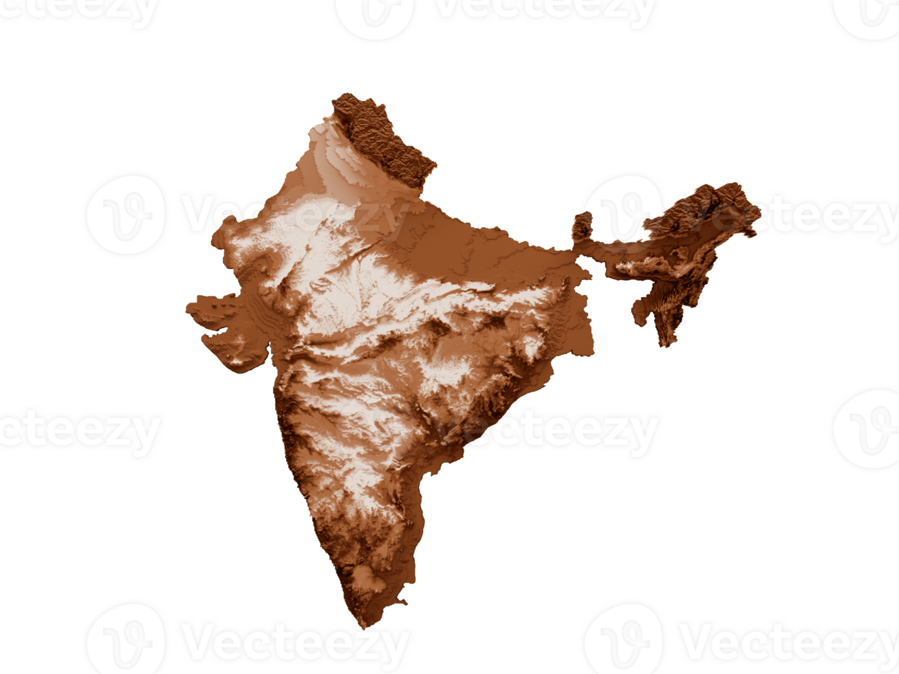 Map of India in old style, brown graphics in a retro style Vintage Style. High detailed 3d illustration png