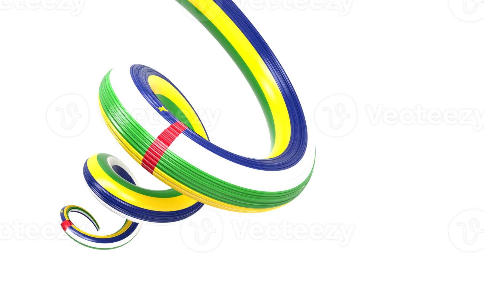 3d bandera de central africano república 3d espiral lustroso cinta bandera 3d ilustración png