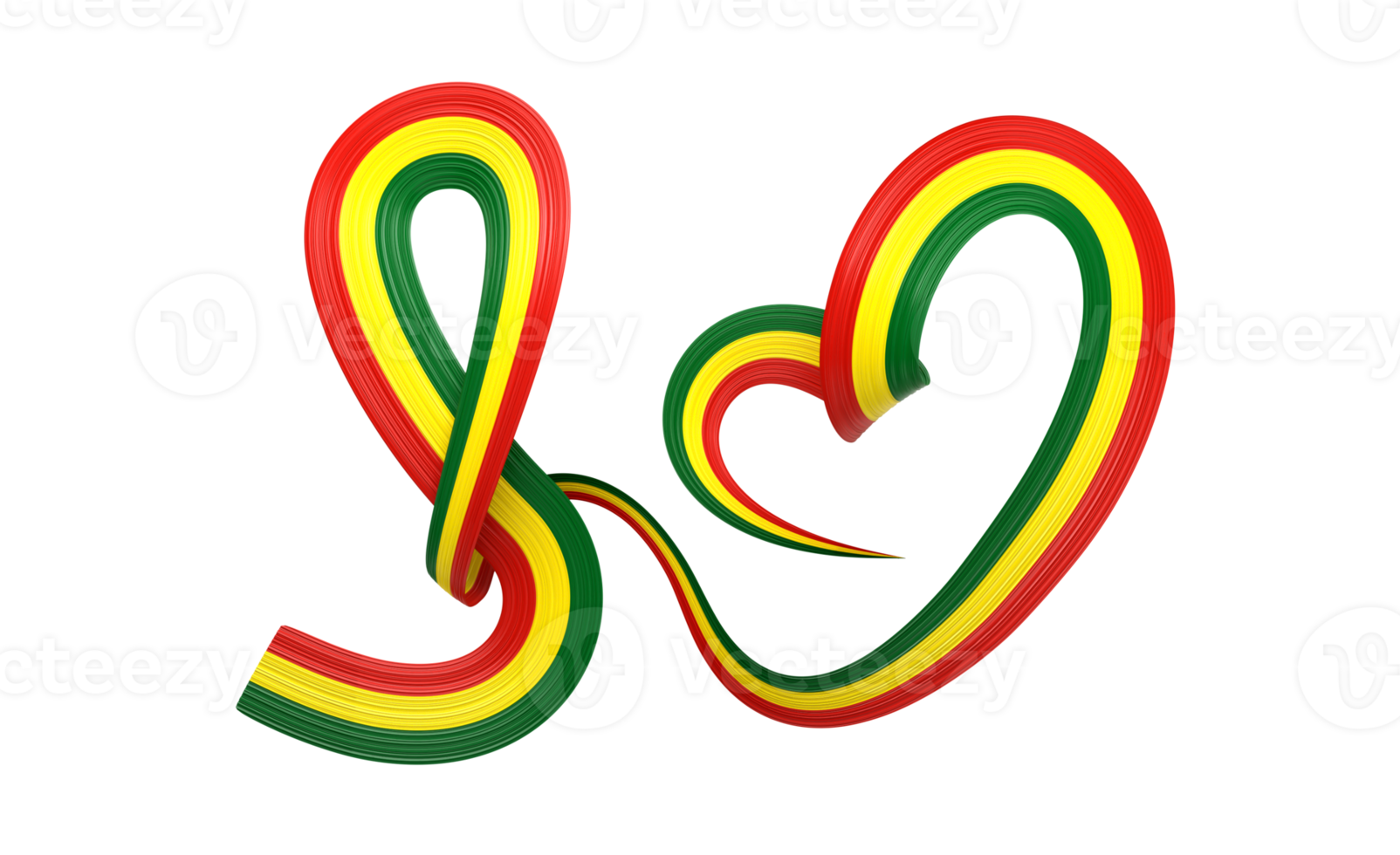 3d Flag Of Bolivia Heart Shape Shiny Wavy Awareness Ribbon Flag 3d Illustration png