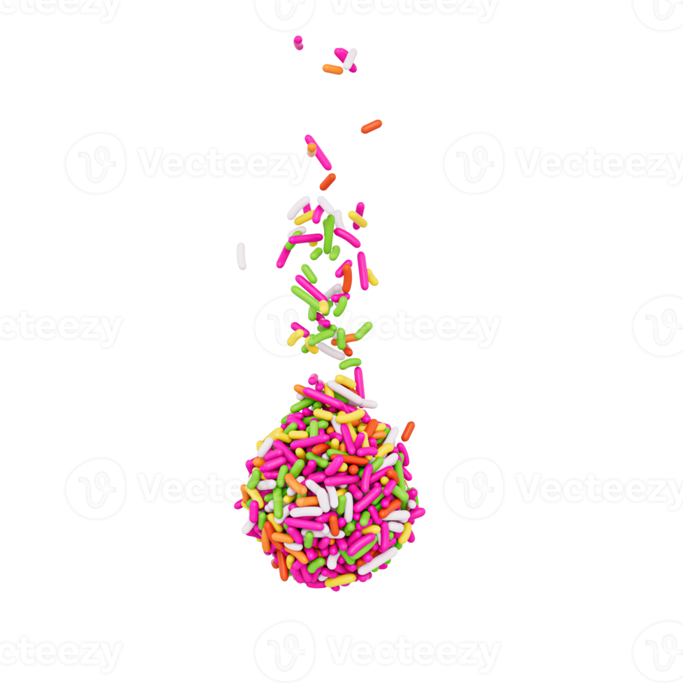 Colorful Sprinkles Or Meises Falling From Top On Brigadeiro Brazilian Dessert Ball 3D Illustration png