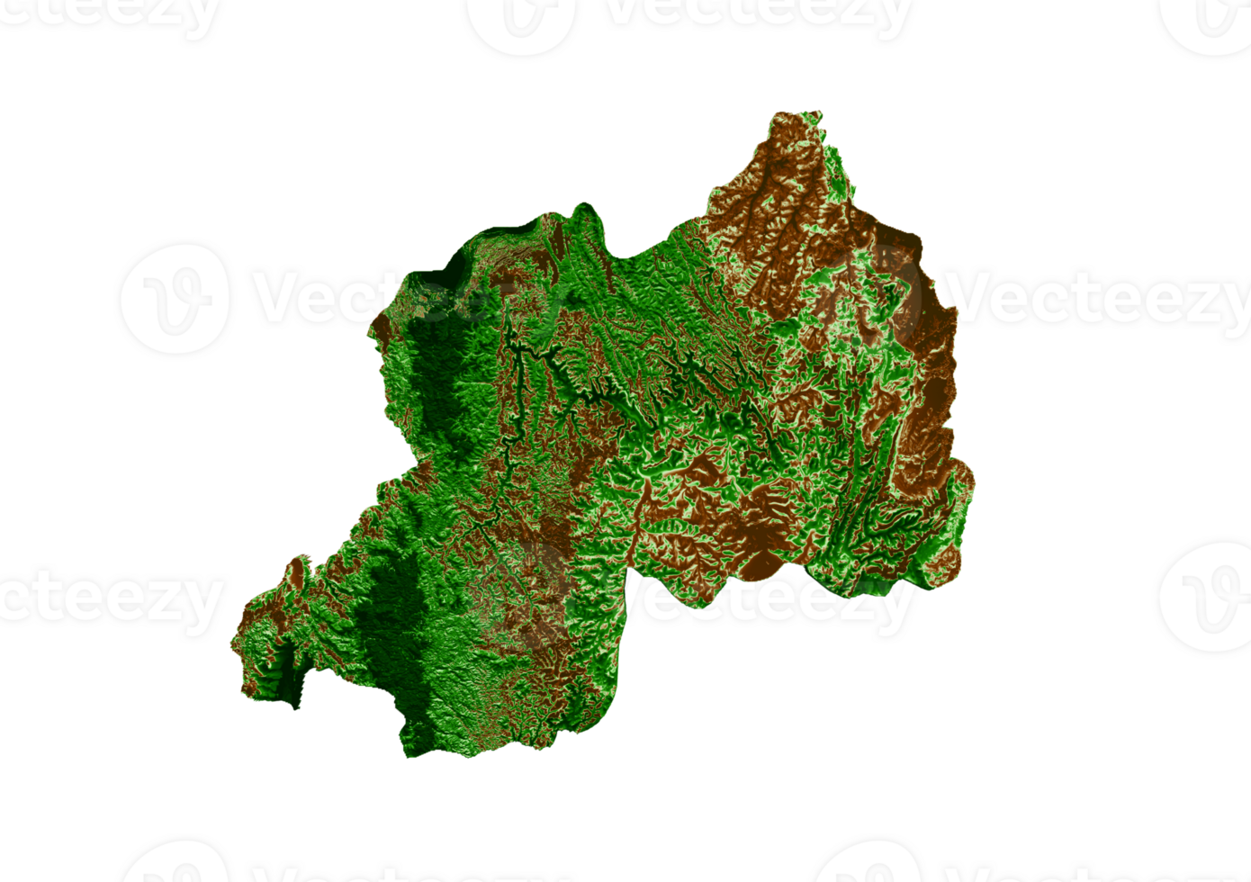 Rwanda Topographic Map 3d realistic map Color 3d illustration png