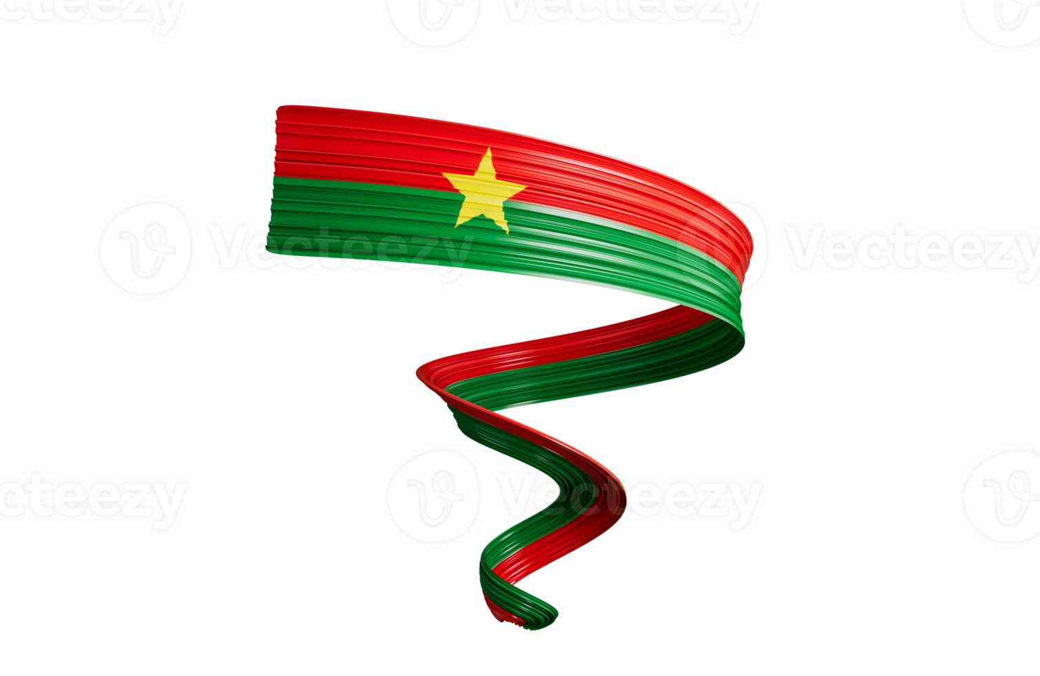 Burkina Faso flag spiral shape, 3d illustration png
