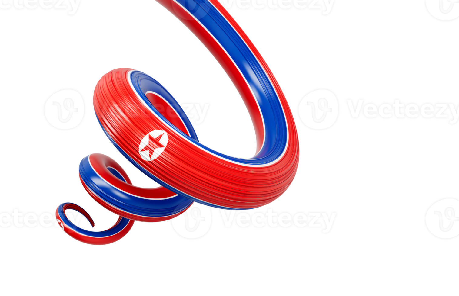 North Korea Flag ribbon spiral twisted shape 3d illustration png