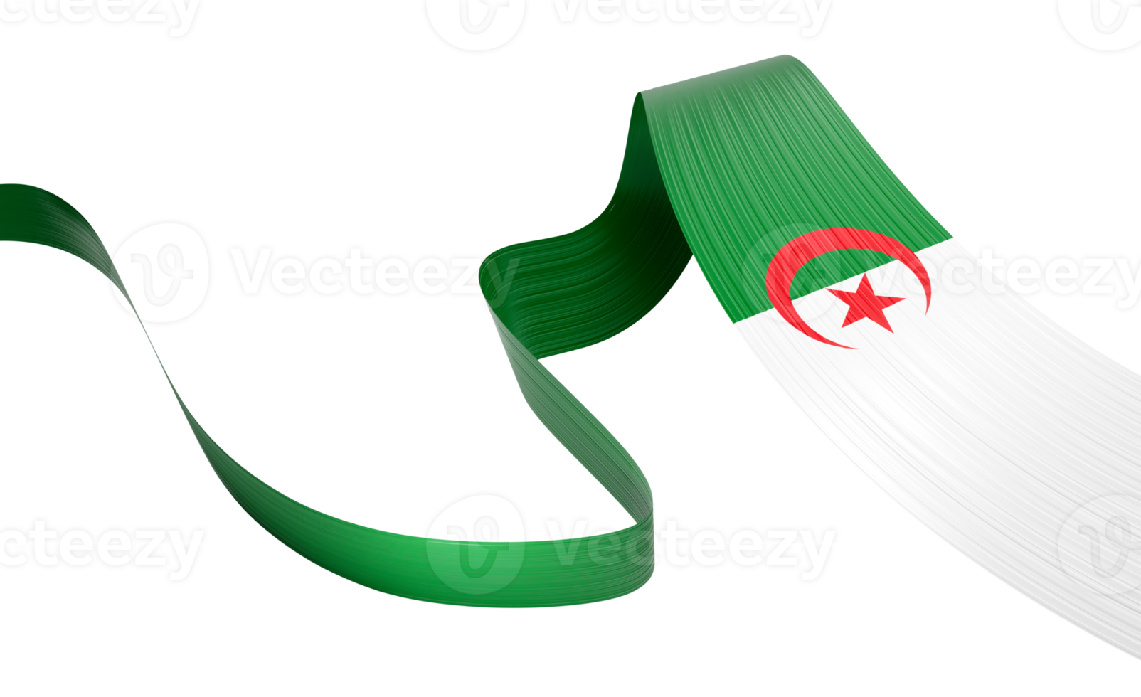 3d Flag Of Algeria 3d Shiny Waving Ribbon Flag 3d Illustration png