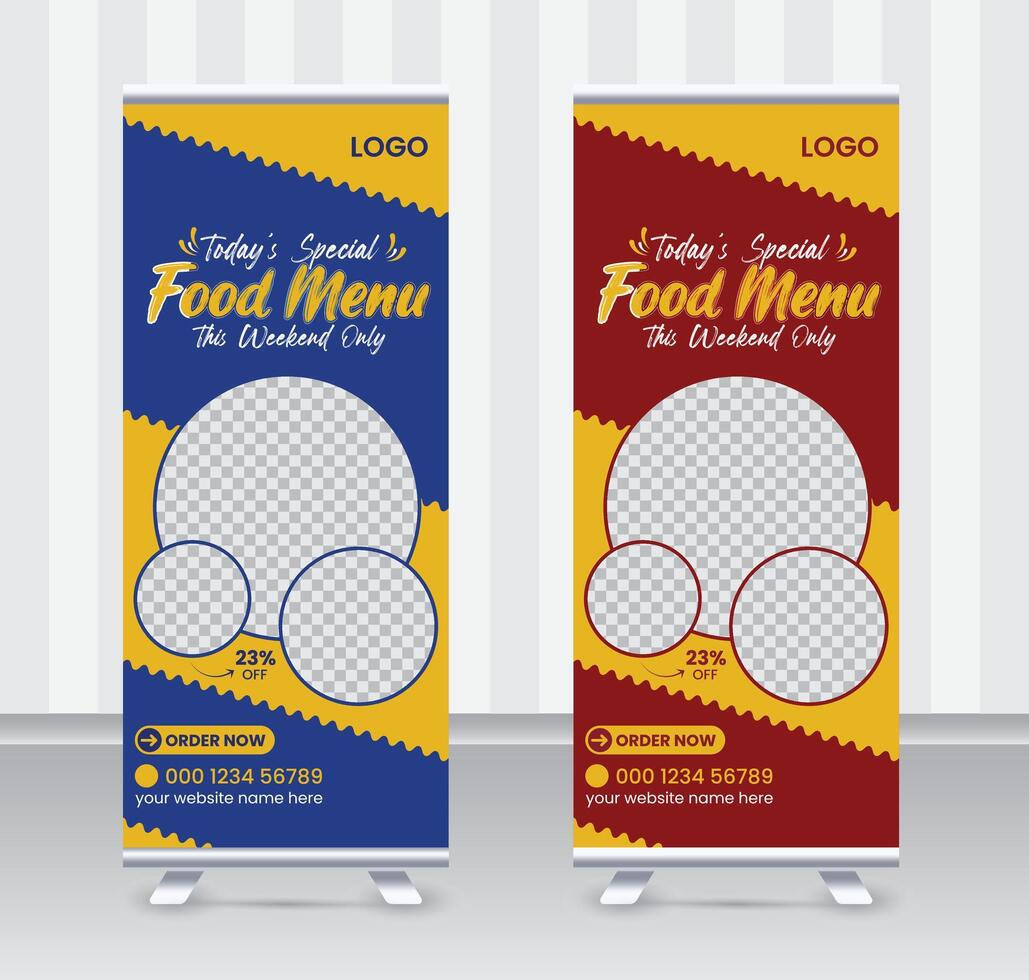 Today's special food menu and restaurant roll up banner x or roll up banner design template vector