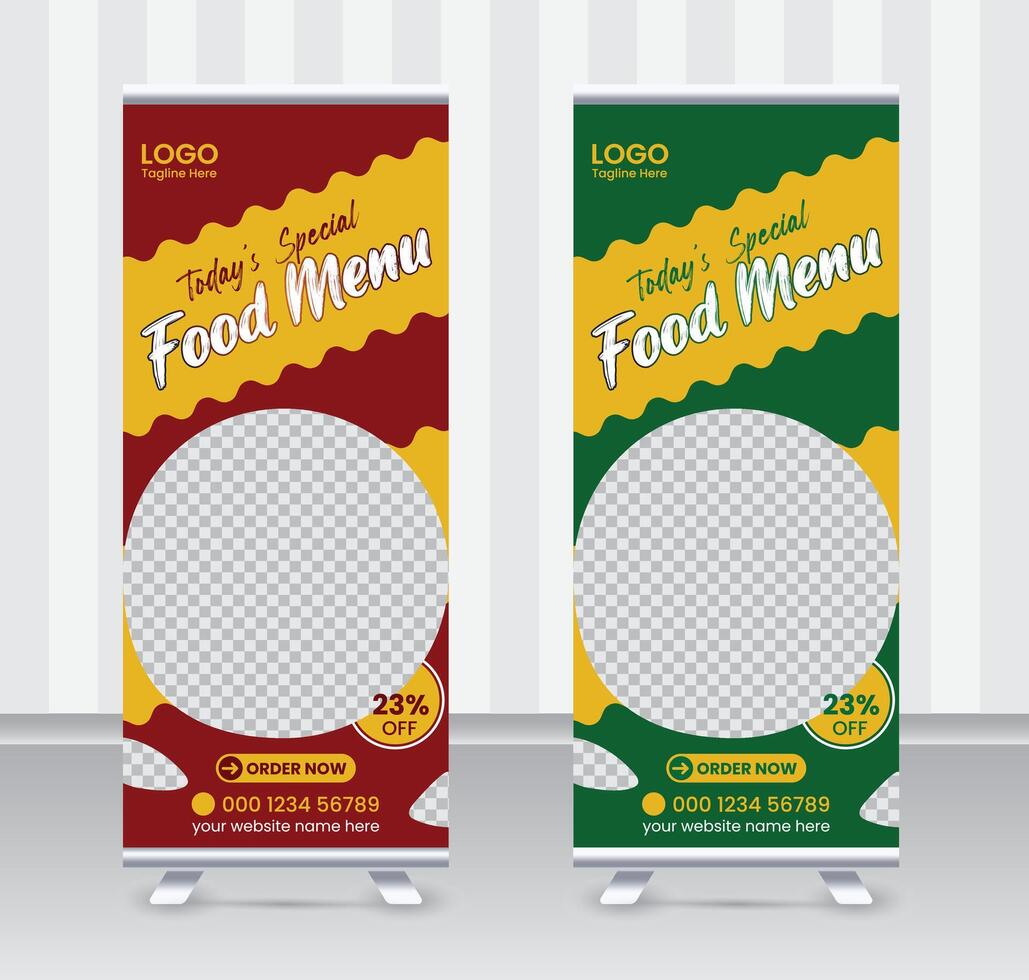 Today's special food menu and restaurant roll up banner x or roll up banner design template vector