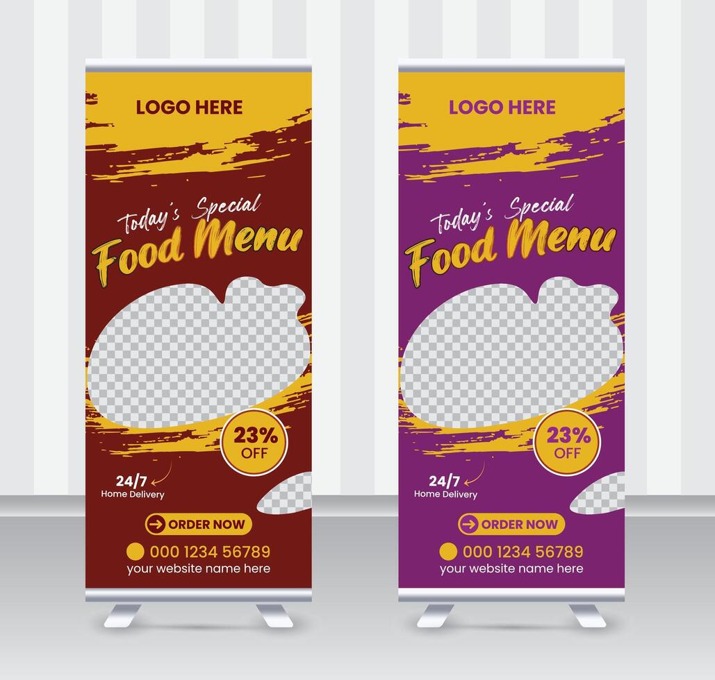 Today's special food menu and restaurant roll up banner x or roll up banner design template vector