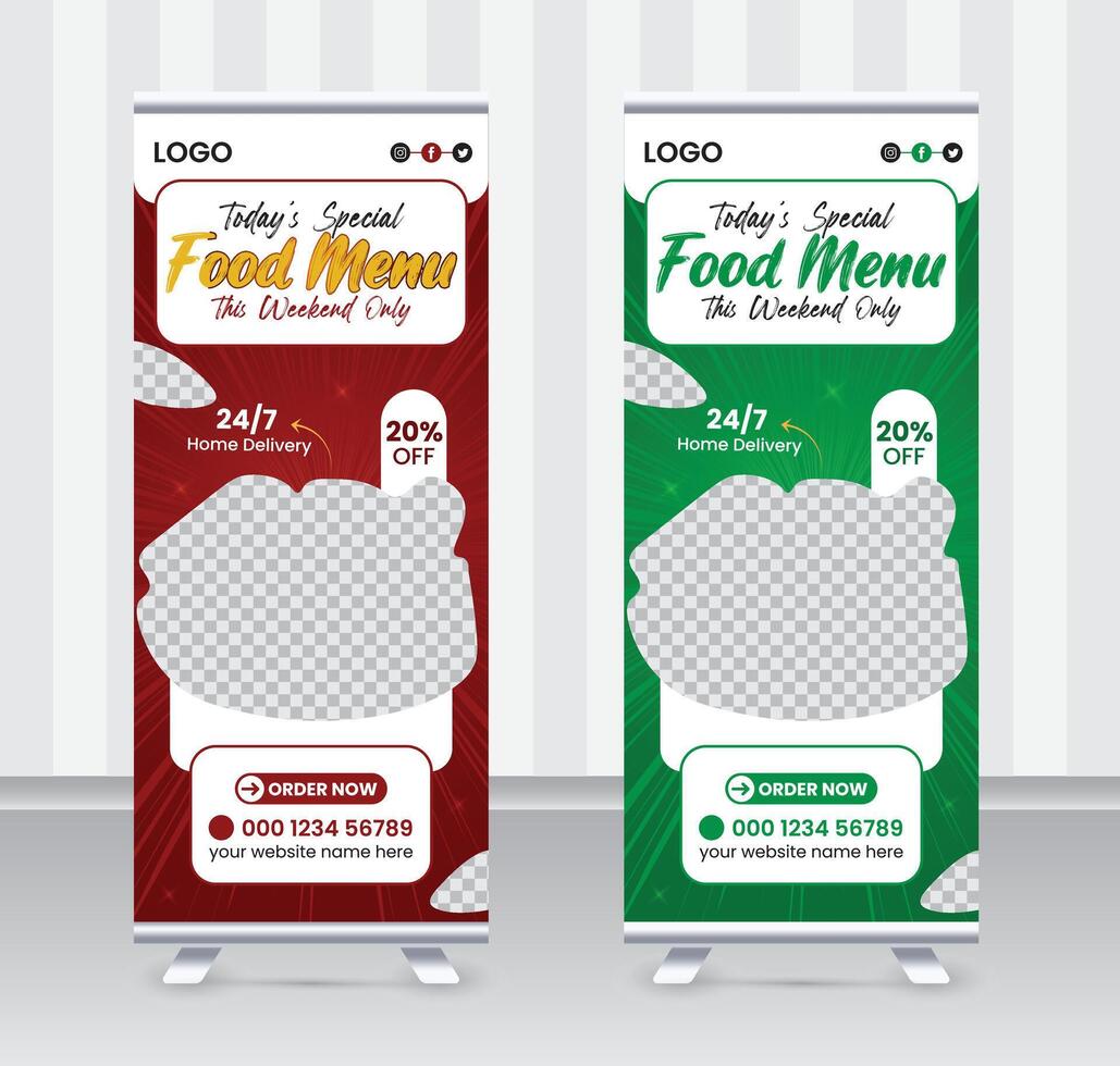 Today's special food menu and restaurant roll up banner x or roll up banner design template vector