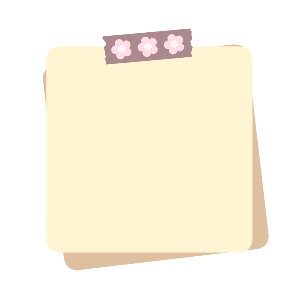 Cute Paper Sticky Note with Tape png