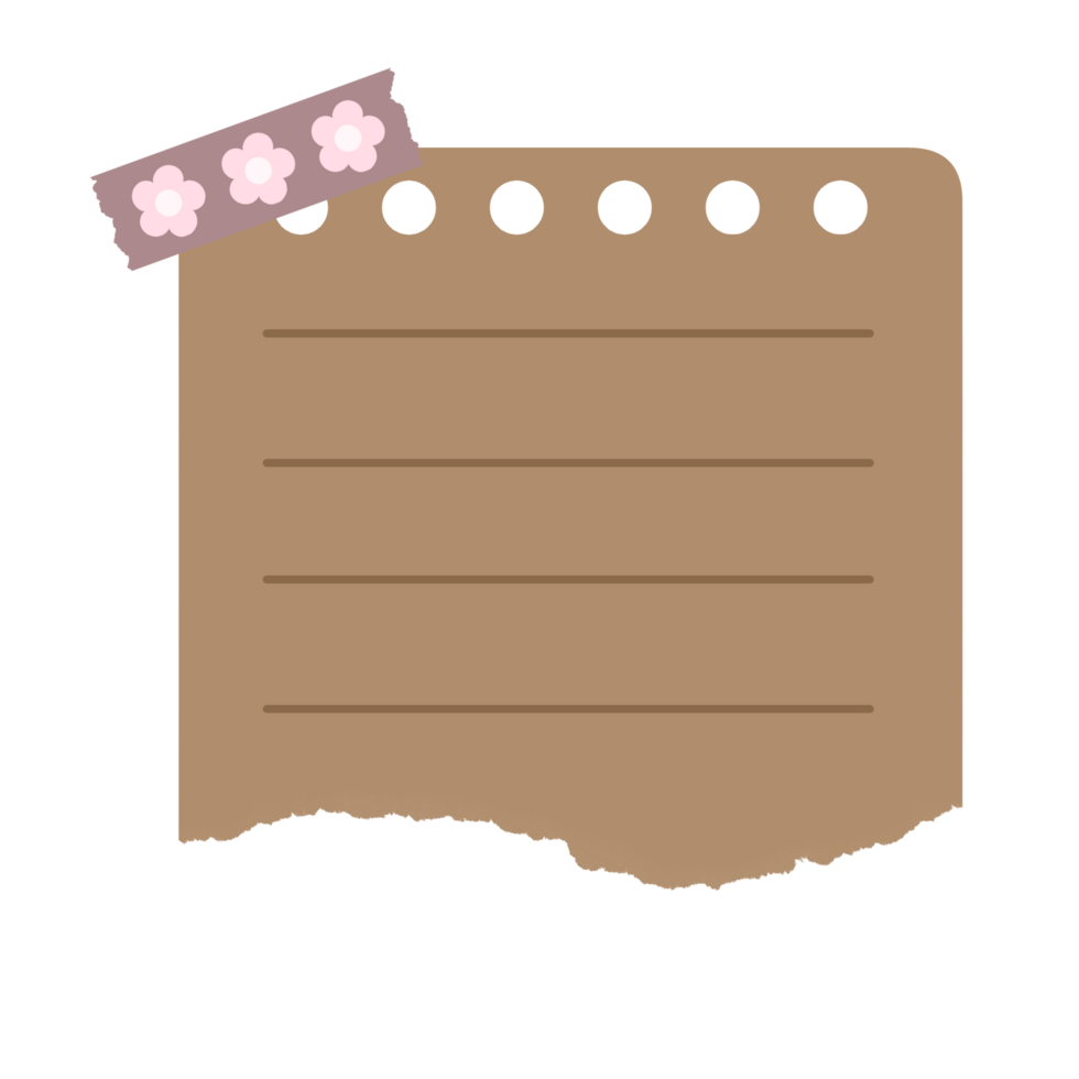 Cute Paper Sticky Note with Tape png
