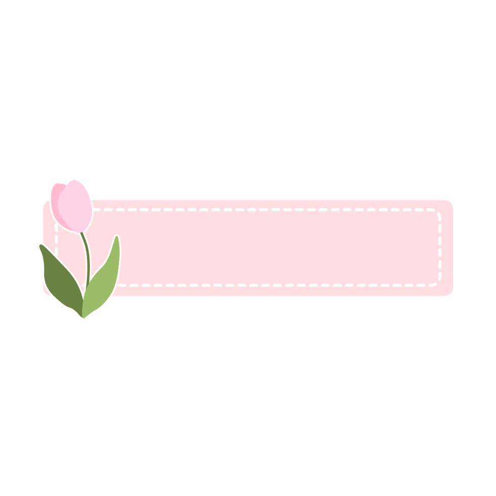 Cute label name tag with plant illustration png