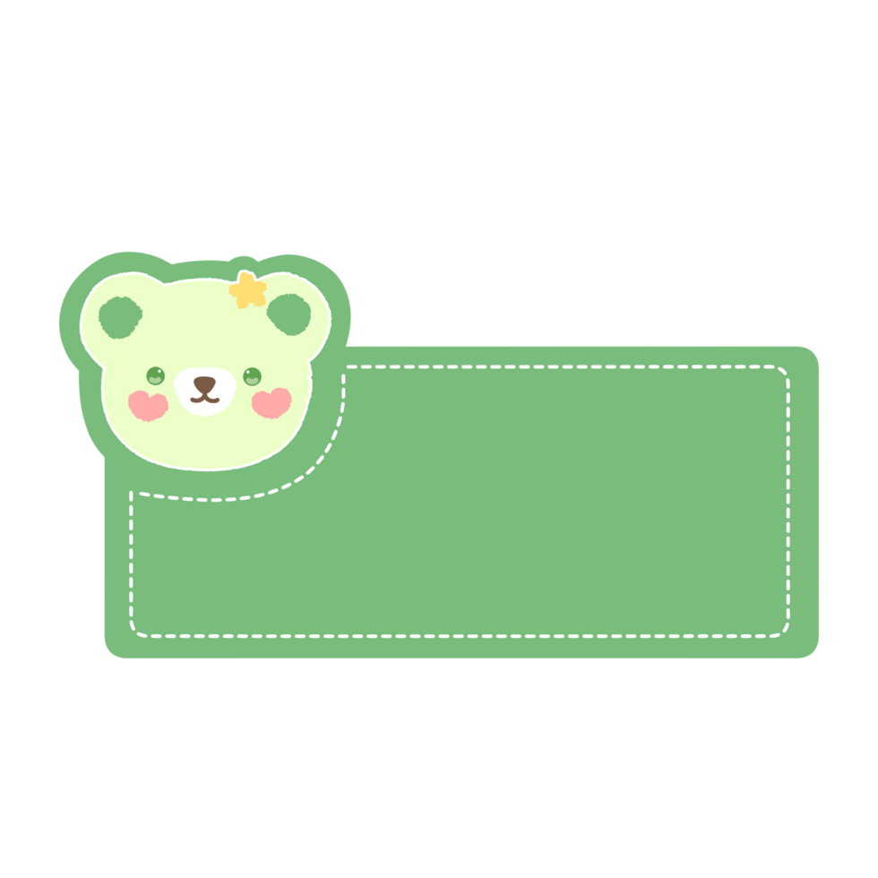 Cute label name tag with bear illustration png