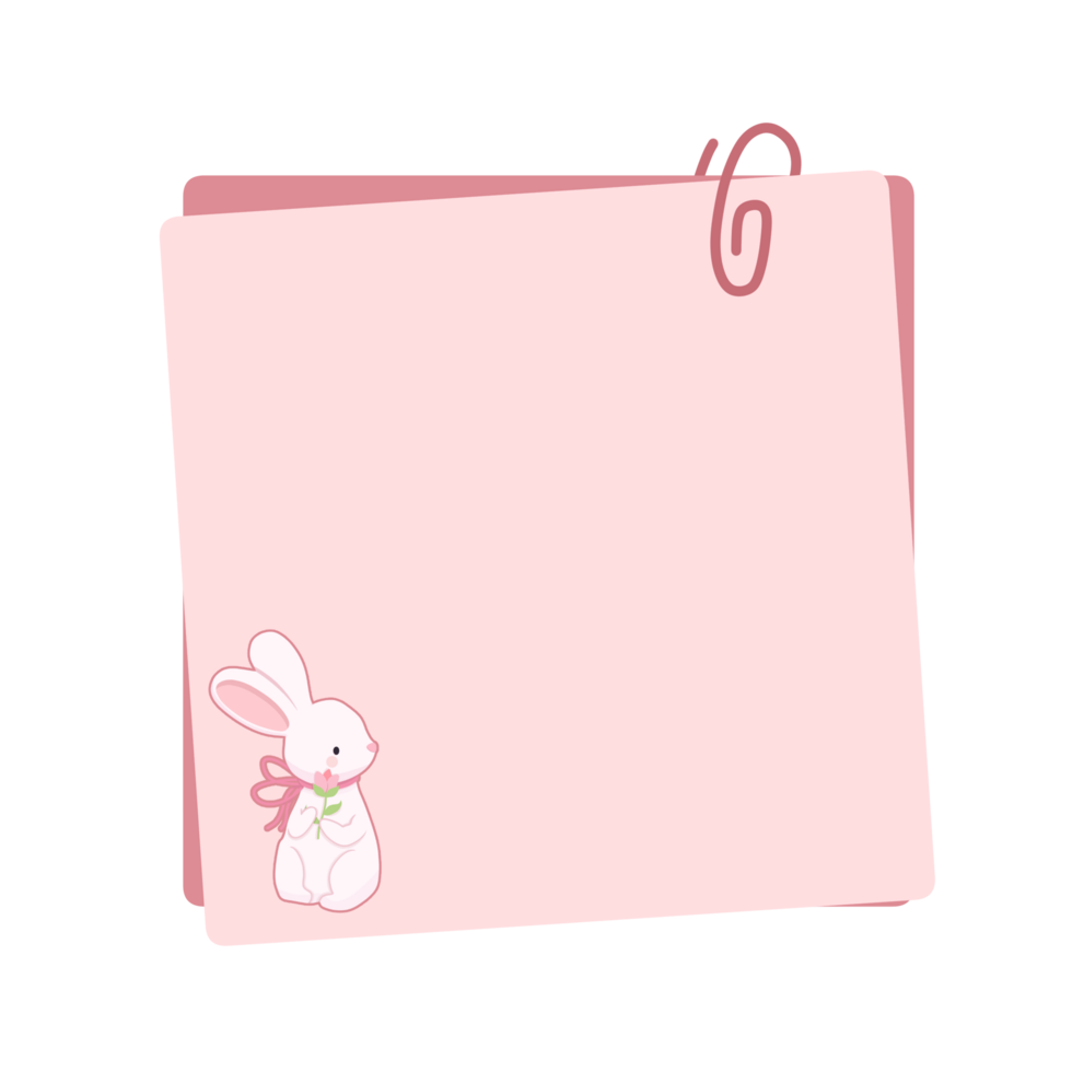 Cute label name tag with rabbit illustration png