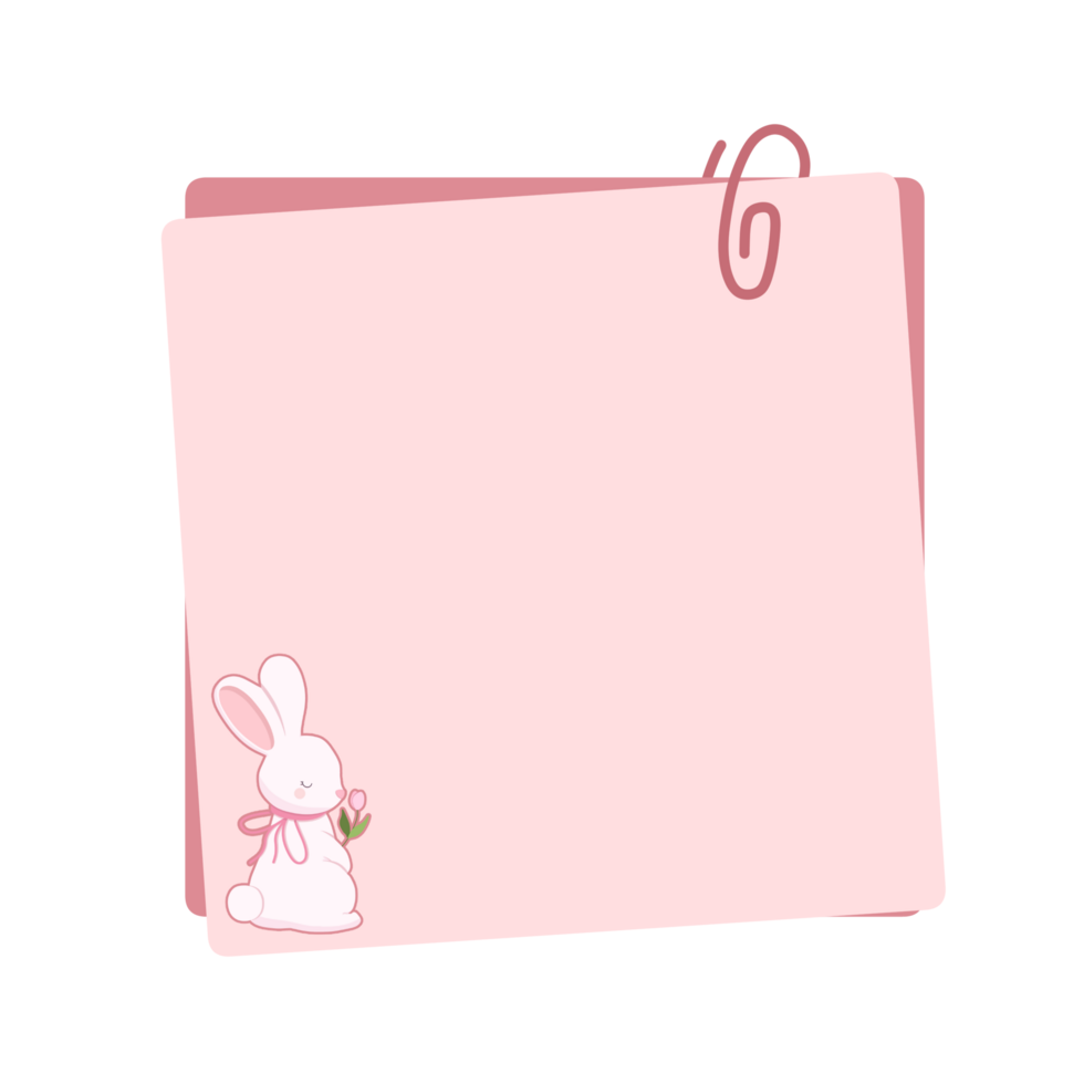 Cute label name tag with rabbit illustration png