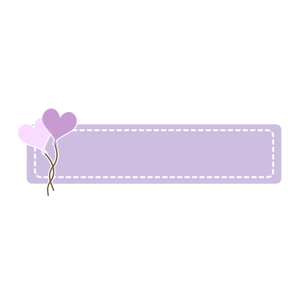 Cute label name tag with love baloon illustration png