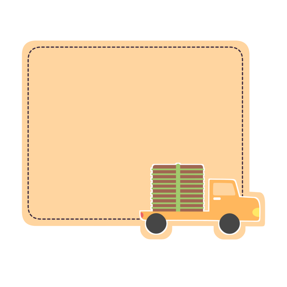 Cute label name tag with car illustration png