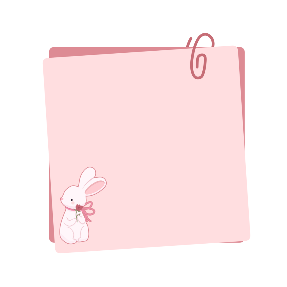 Cute label name tag with rabbit illustration png