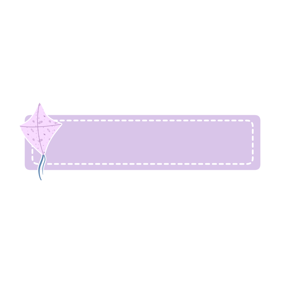 Cute label name tag with kite illustration png
