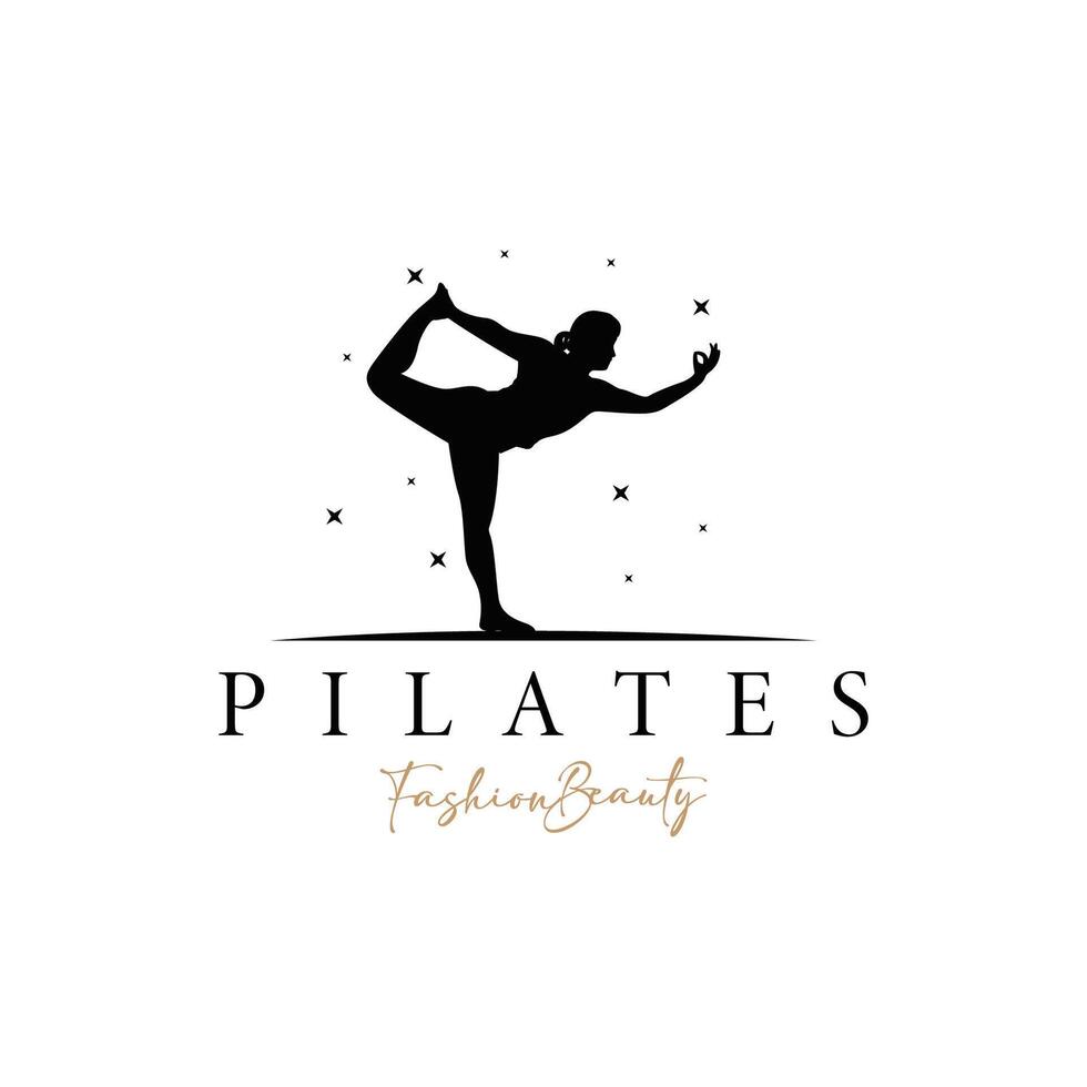 Pilates Pose Logo, Yoga Logo Design Template Illustration vector