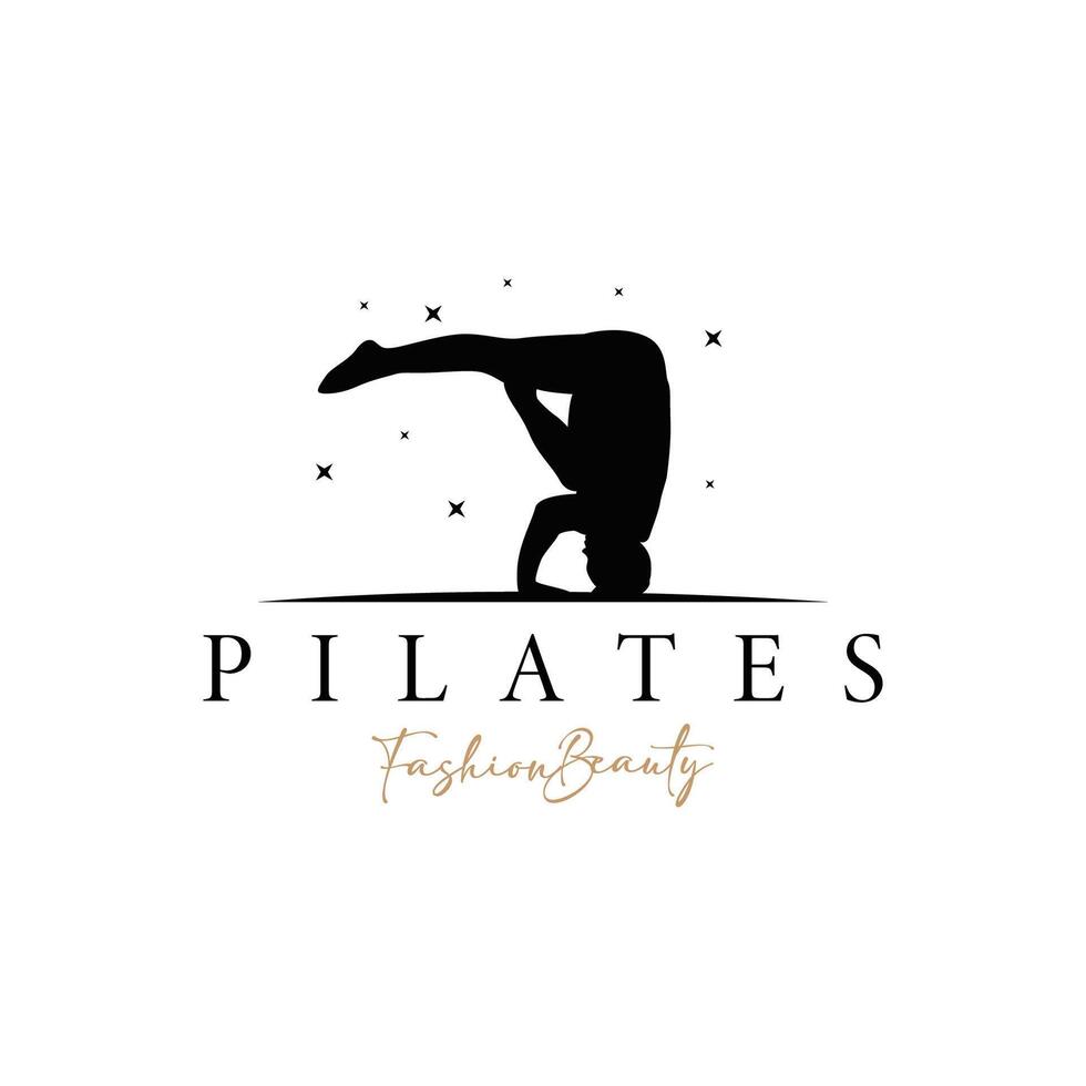 Pilates Pose Logo, Yoga Logo Design Template Illustration vector