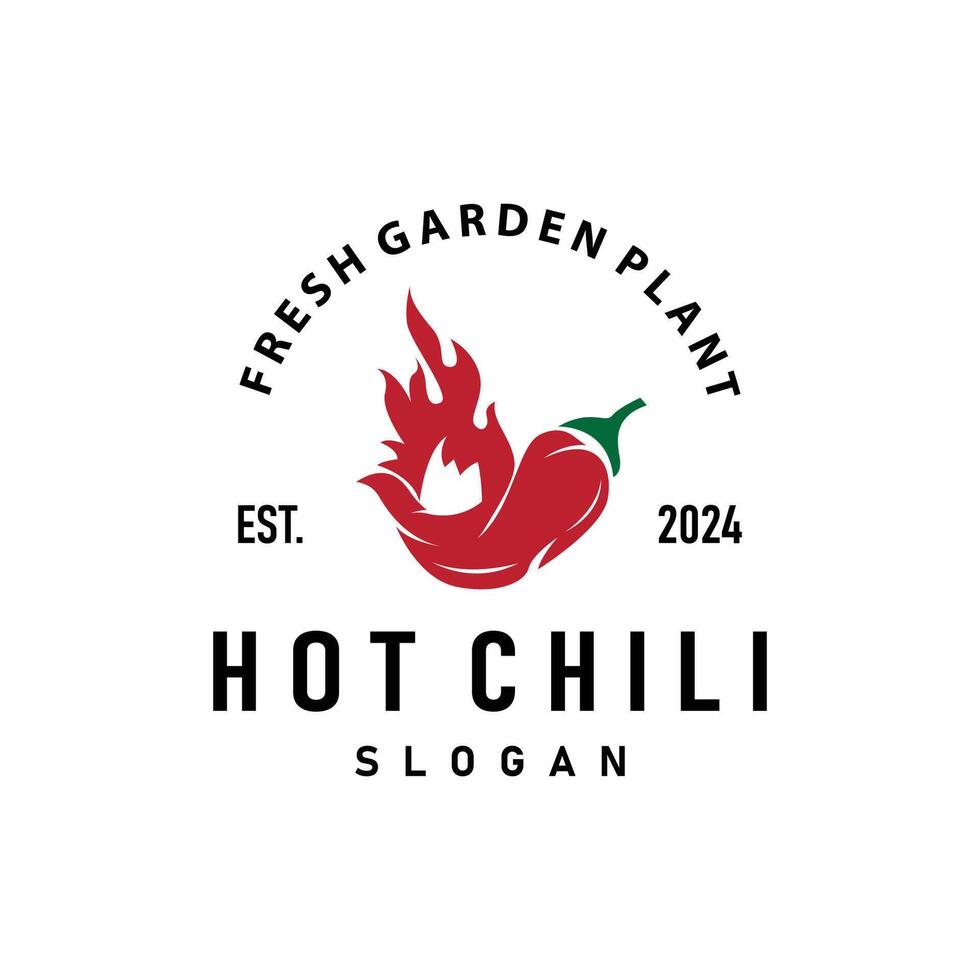 chili logo design illustration template garden plant results as food ingredients hot chili vector